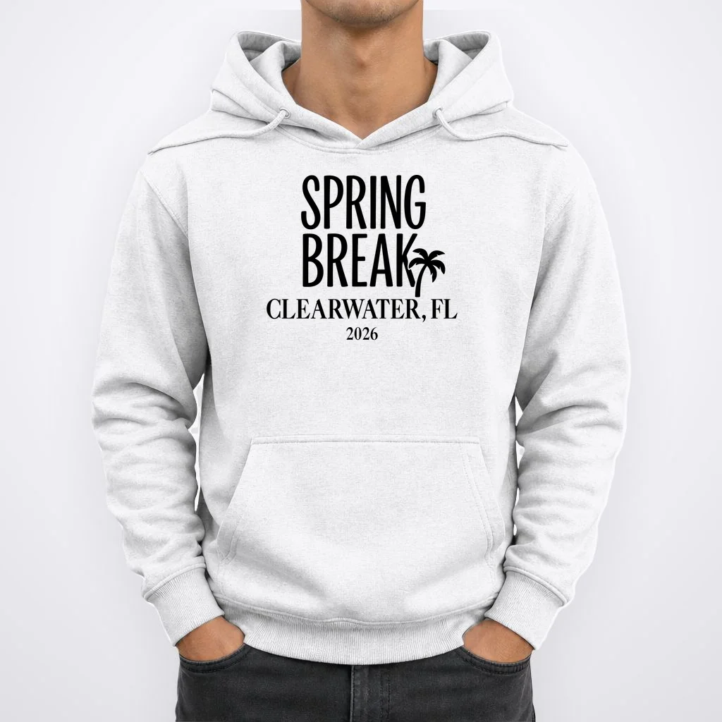 Spring Break Custom Trip Crew (Custom Text) Palm Tree Retro Vibes Hoodie - Front 1