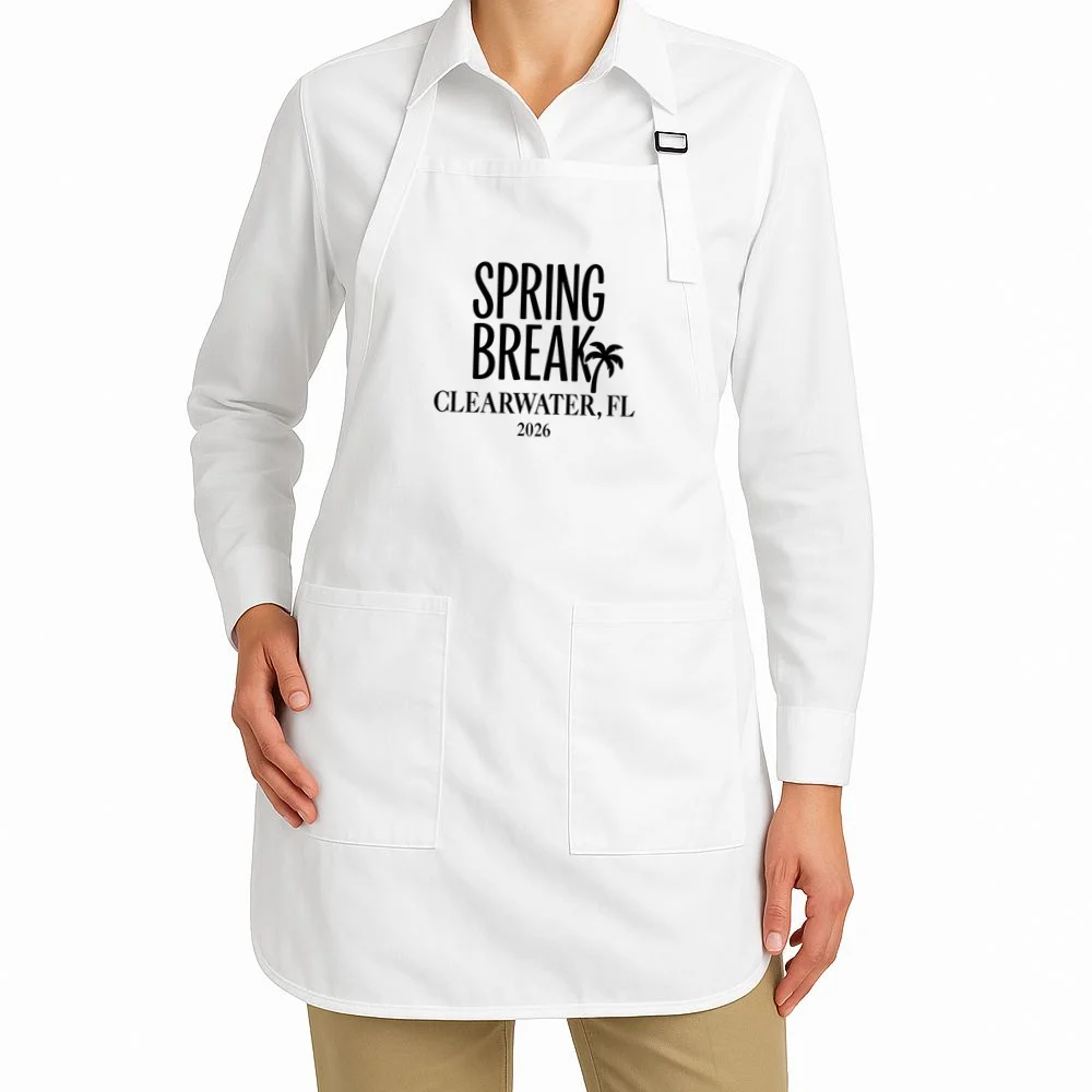 Spring Break Custom Trip Crew (Custom Text) Palm Tree Retro Vibes Apron - Front 1