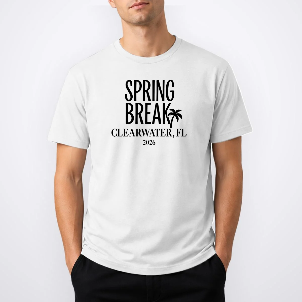 Spring Break Custom Trip Crew (Custom Text) Palm Tree Retro Vibes T-Shirt - Front 1