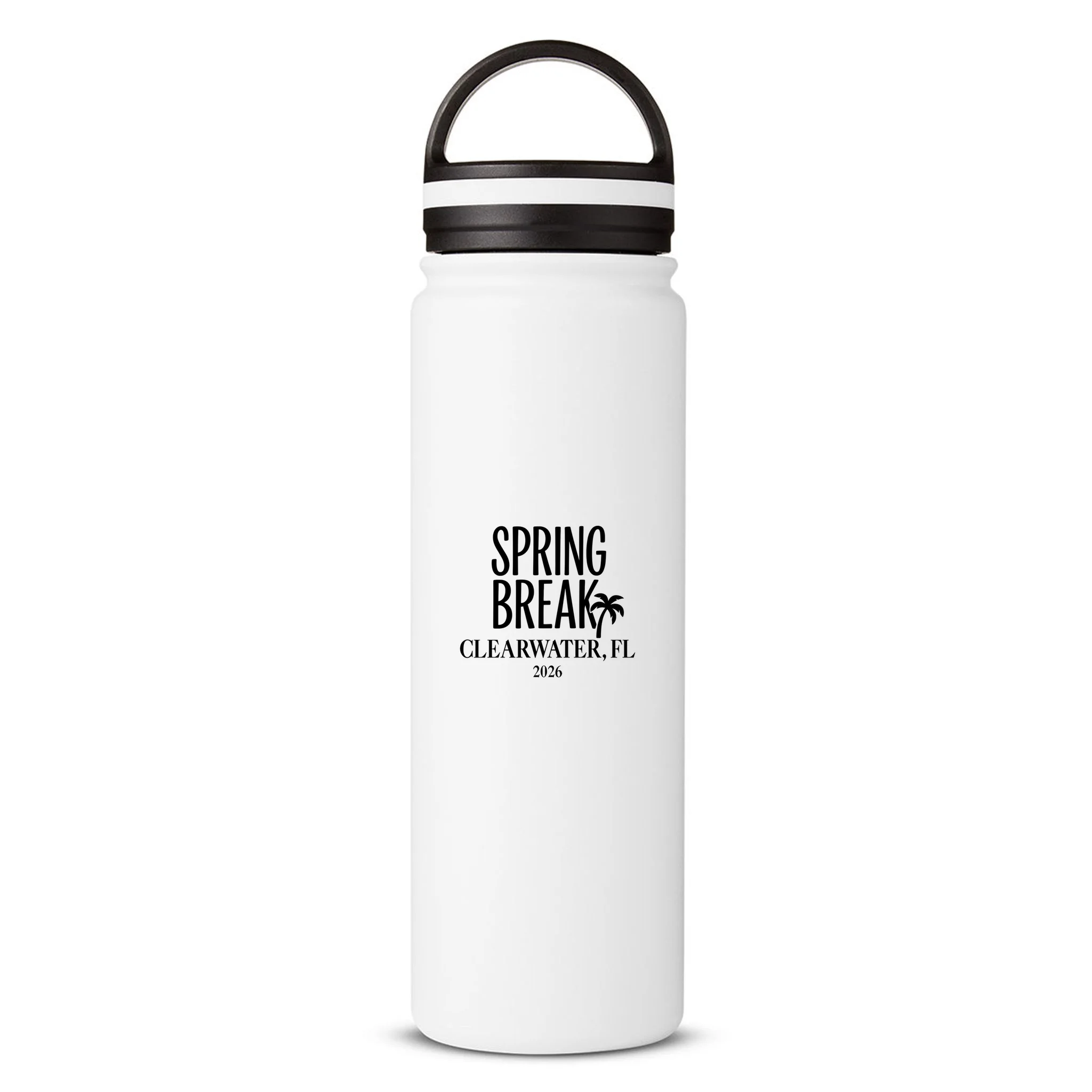 Spring Break Custom Trip Crew (Custom Text) Palm Tree Retro Vibes 24oz Water Bottle - Front