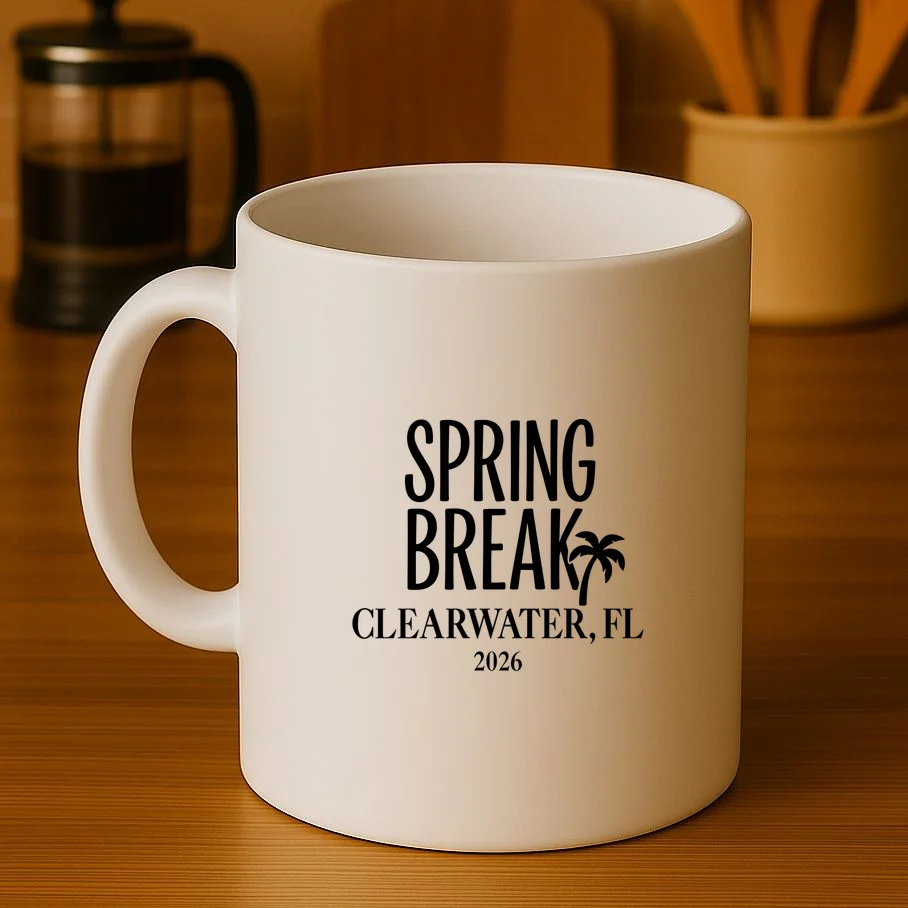 Spring Break Custom Trip Crew (Custom Text) Palm Tree Retro Vibes Coffee Mug - Front 3
