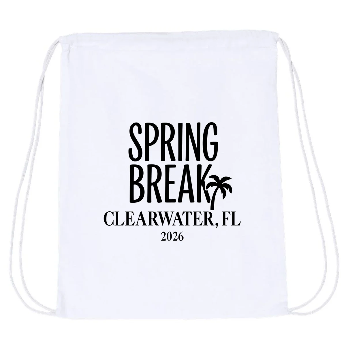 Spring Break Custom Trip Crew (Custom Text) Palm Tree Retro Vibes Drawstring Bag - Front