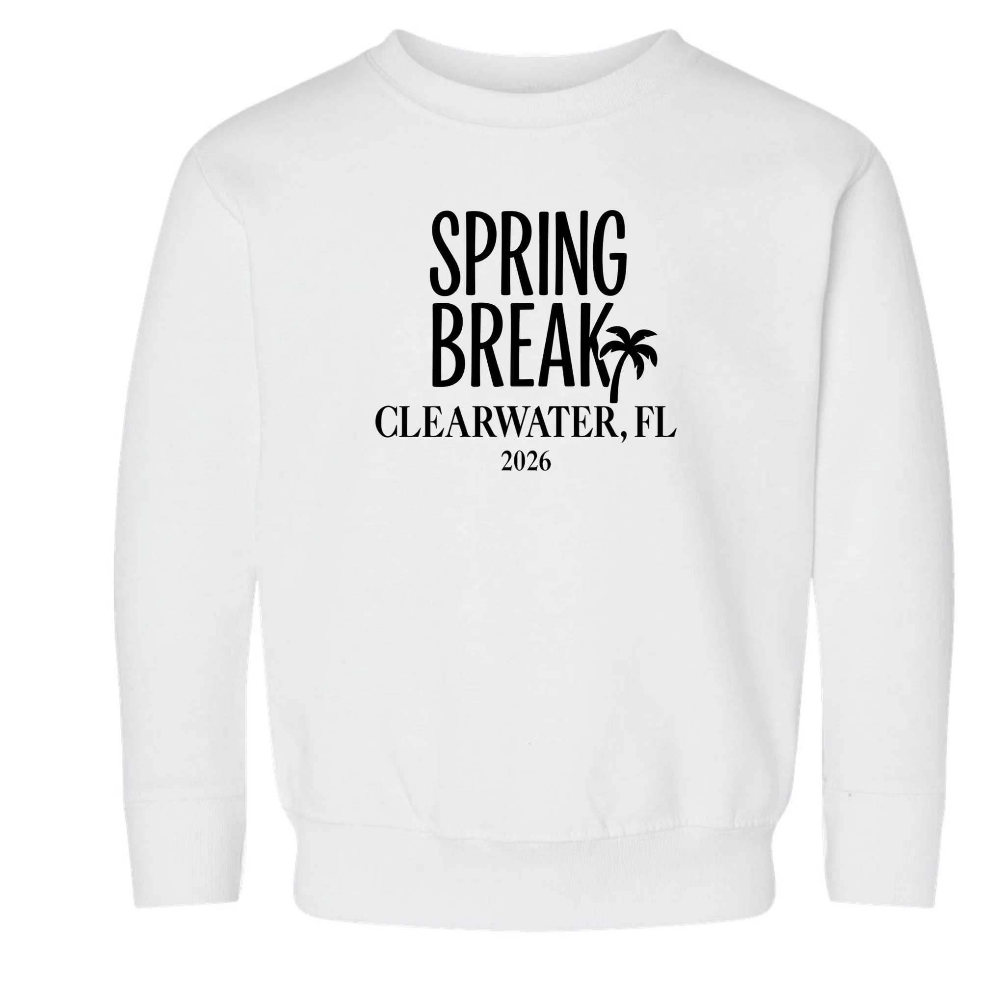 Spring Break Custom Trip Crew (Custom Text) Palm Tree Retro Vibes Toddler Sweatshirt - Front