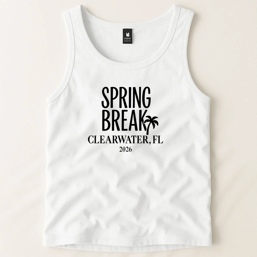 Spring Break Custom Trip Crew (Custom Text) Palm Tree Retro Vibes Tank Top - Front 1