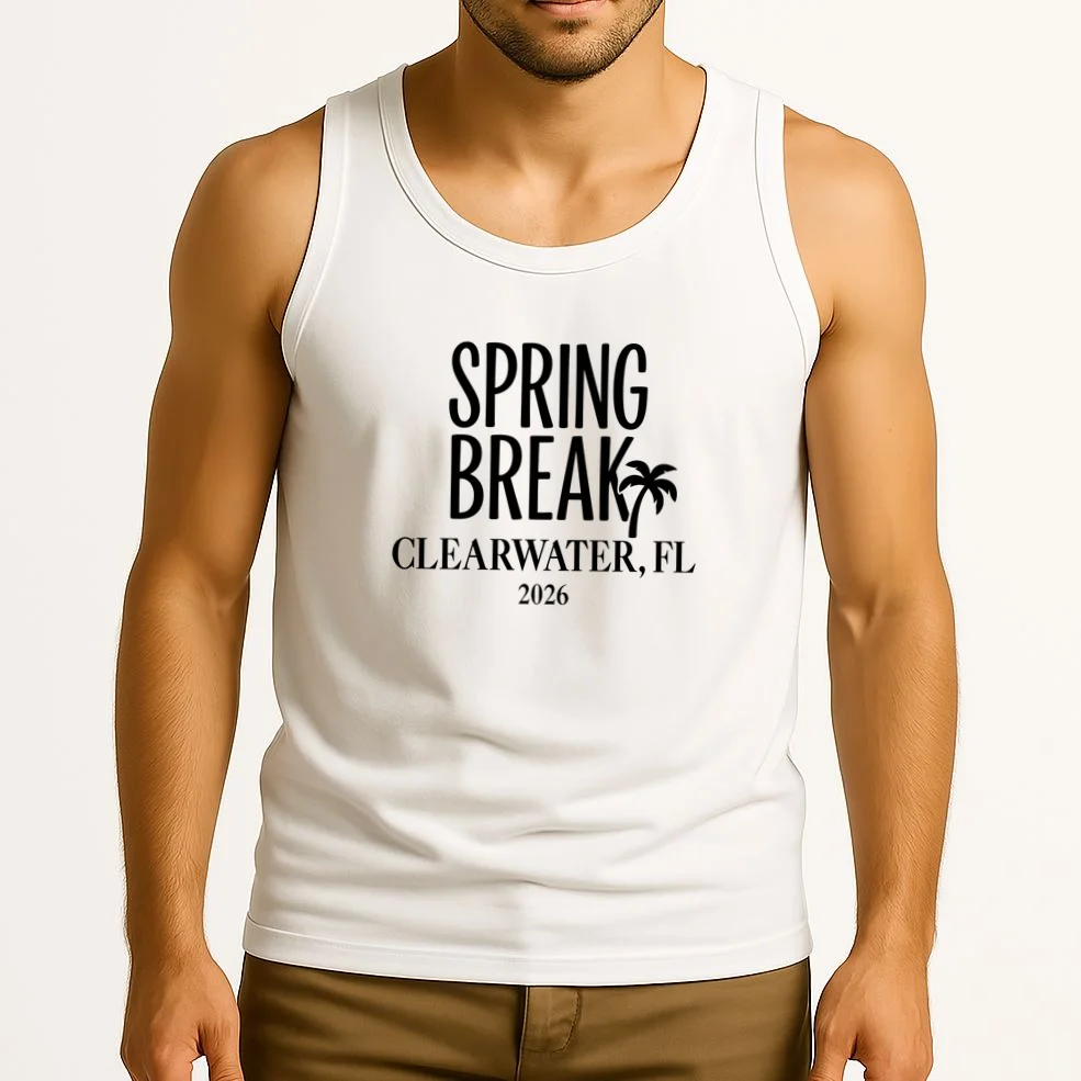 Spring Break Custom Trip Crew (Custom Text) Palm Tree Retro Vibes Tank Top - Front 2
