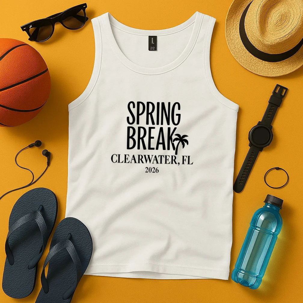 Spring Break Custom Trip Crew (Custom Text) Palm Tree Retro Vibes Tank Top - Front 3