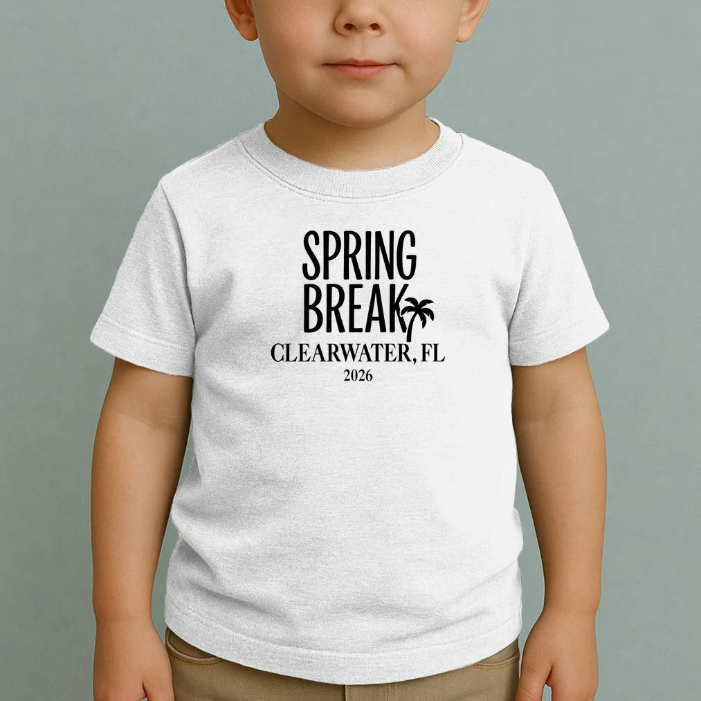 Spring Break Custom Trip Crew (Custom Text) Palm Tree Retro Vibes Toddler T-Shirt - Front 1