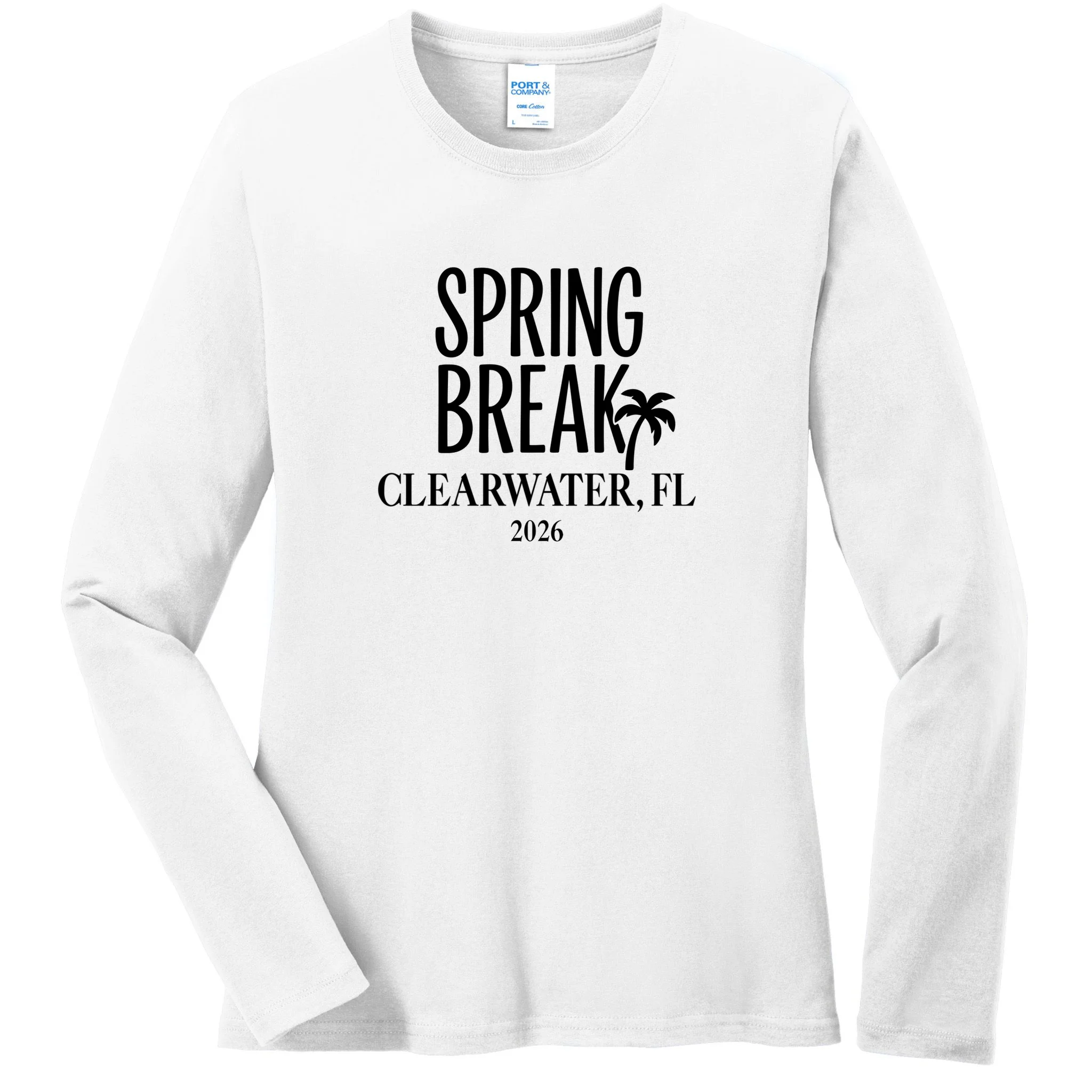 Spring Break Custom Trip Crew (Custom Text) Palm Tree Retro Vibes Women's Long Sleeve Shirt - Front
