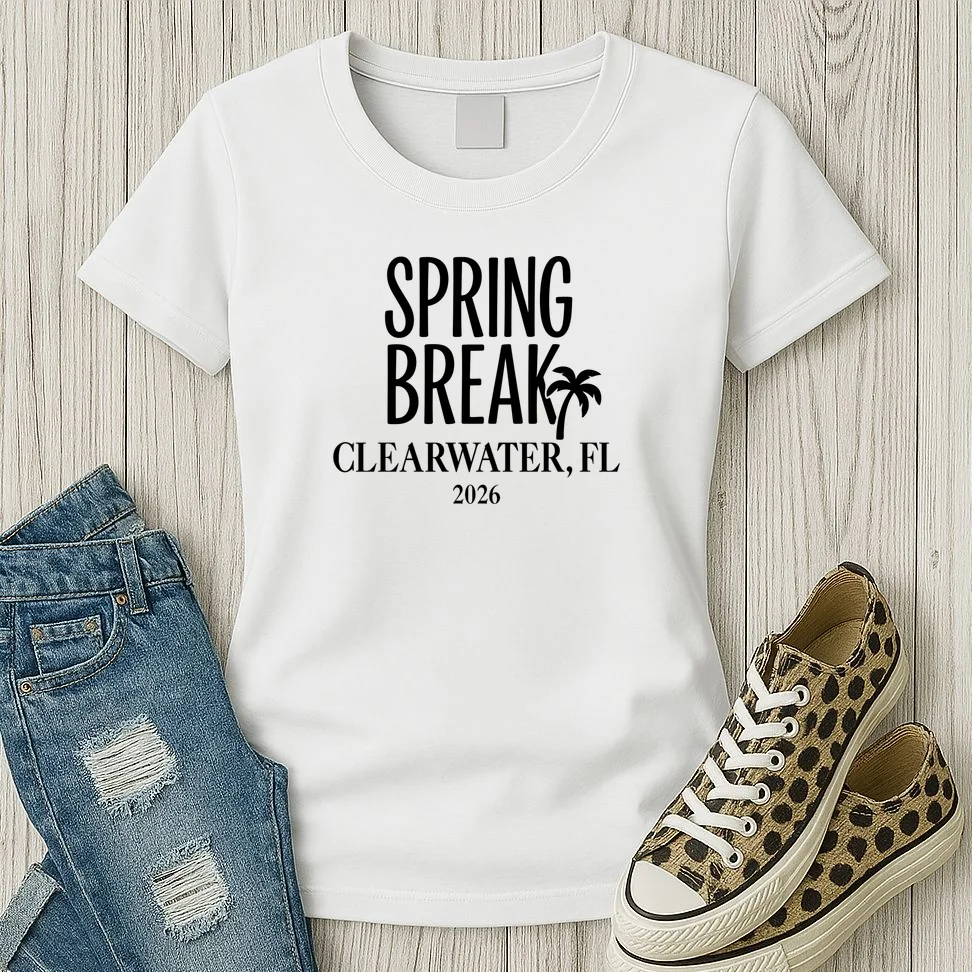 Spring Break Custom Trip Crew (Custom Text) Palm Tree Retro Vibes Women's T-Shirt - Front 2
