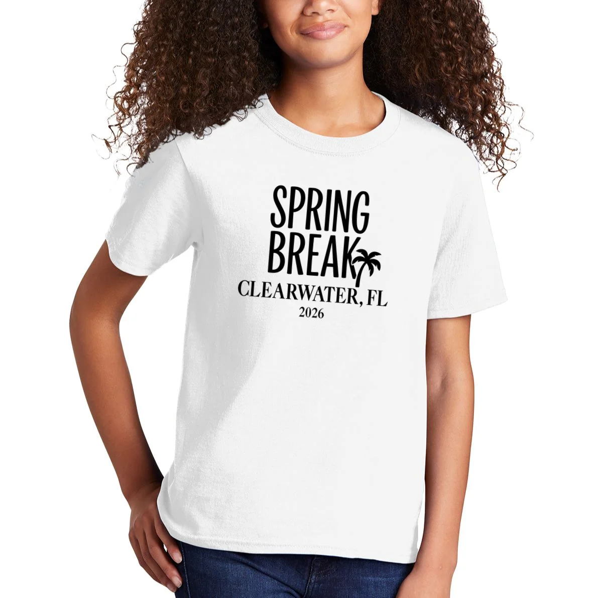 Spring Break Custom Trip Crew (Custom Text) Palm Tree Retro Vibes Kids T-Shirt - Front 1