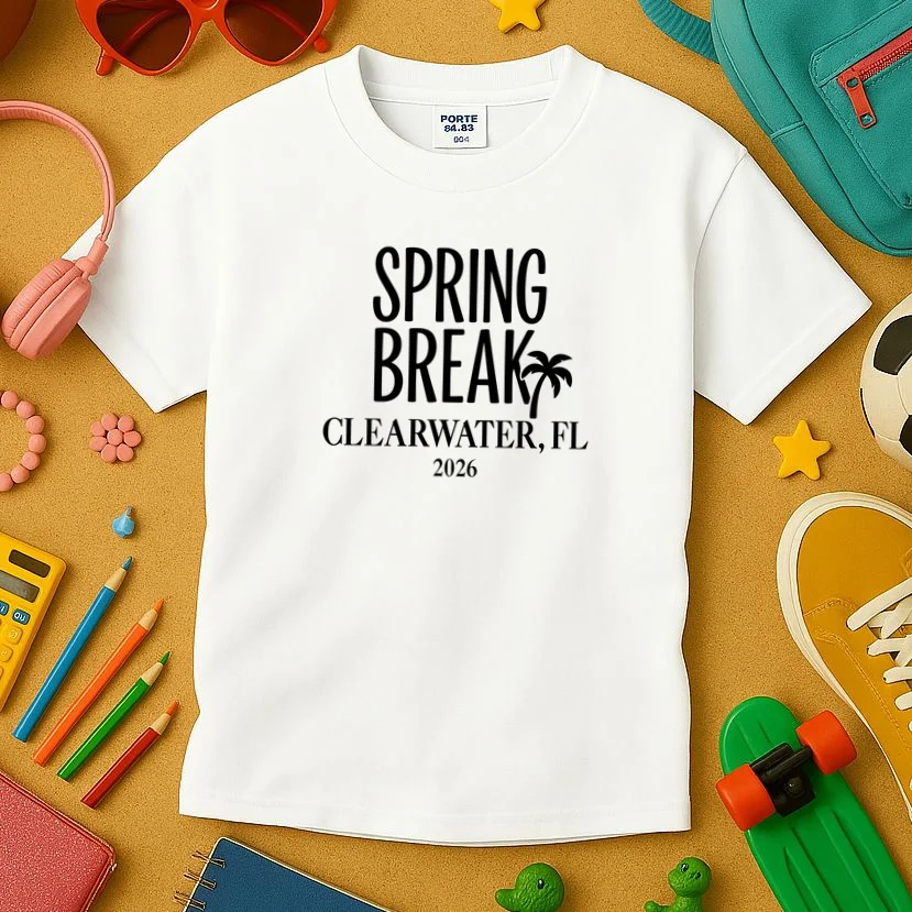 Spring Break Custom Trip Crew (Custom Text) Palm Tree Retro Vibes Kids T-Shirt - Front 2