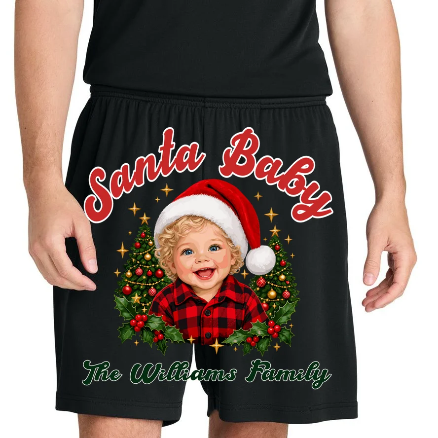 Santa Baby Christmas Shirt – Personalized Baby Holiday Design Men's Shorts - Front 1