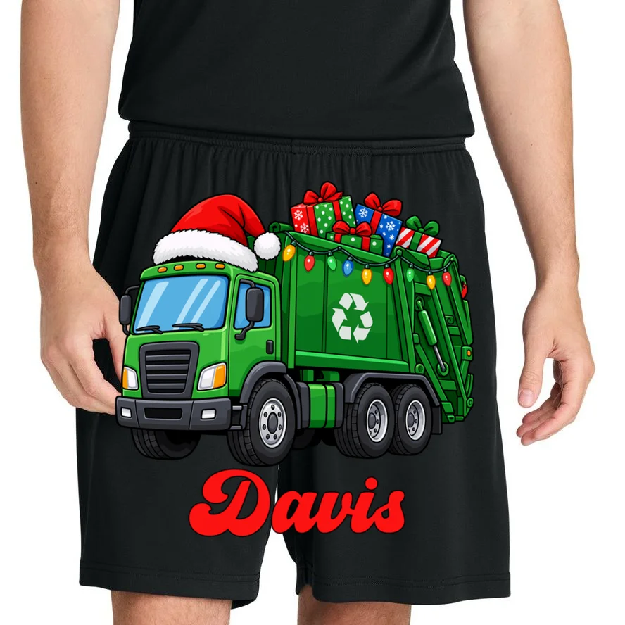 Personalized Santa’s Christmas Gift Truck | Custom Name Festive Garbage Collection & Holiday Design Men's Shorts - Front 1