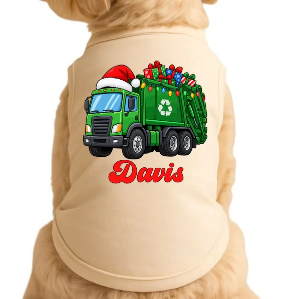 Personalized Santa’s Christmas Gift Truck | Custom Name Festive Garbage Collection & Holiday Design Doggie Tank Front