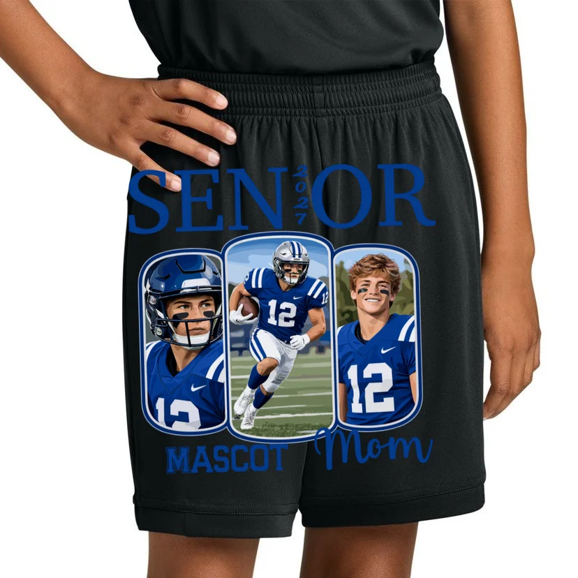 Personalized Senior Football Team Graphic - Custom Photo and Team Name Kids Shorts - Front 1