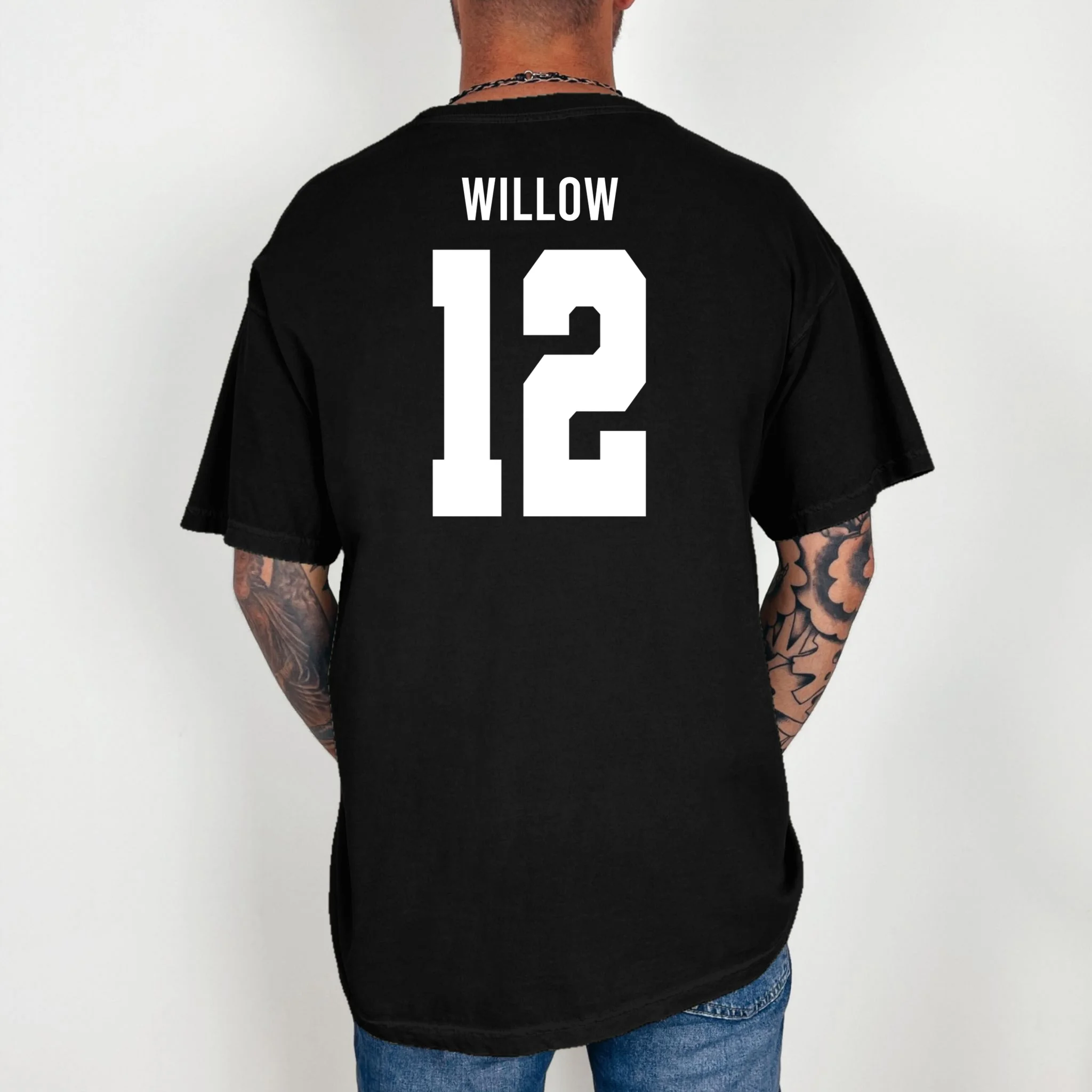Personalized Senior Football Team Graphic - Custom Photo and Team Name Comfort Colors Unisex T-Shirt - Back 2