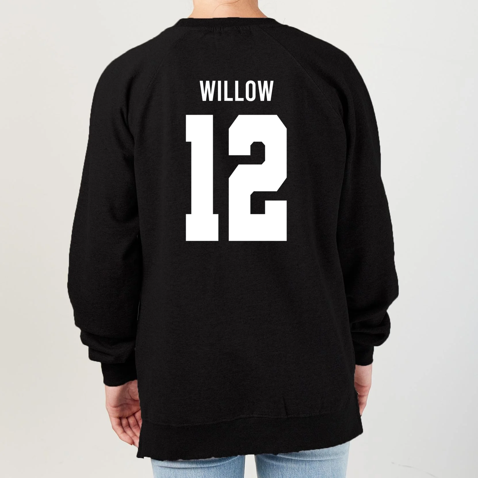 Personalized Senior Football Team Graphic - Custom Photo and Team Name Women's Sweatshirt - Back - Close-up
