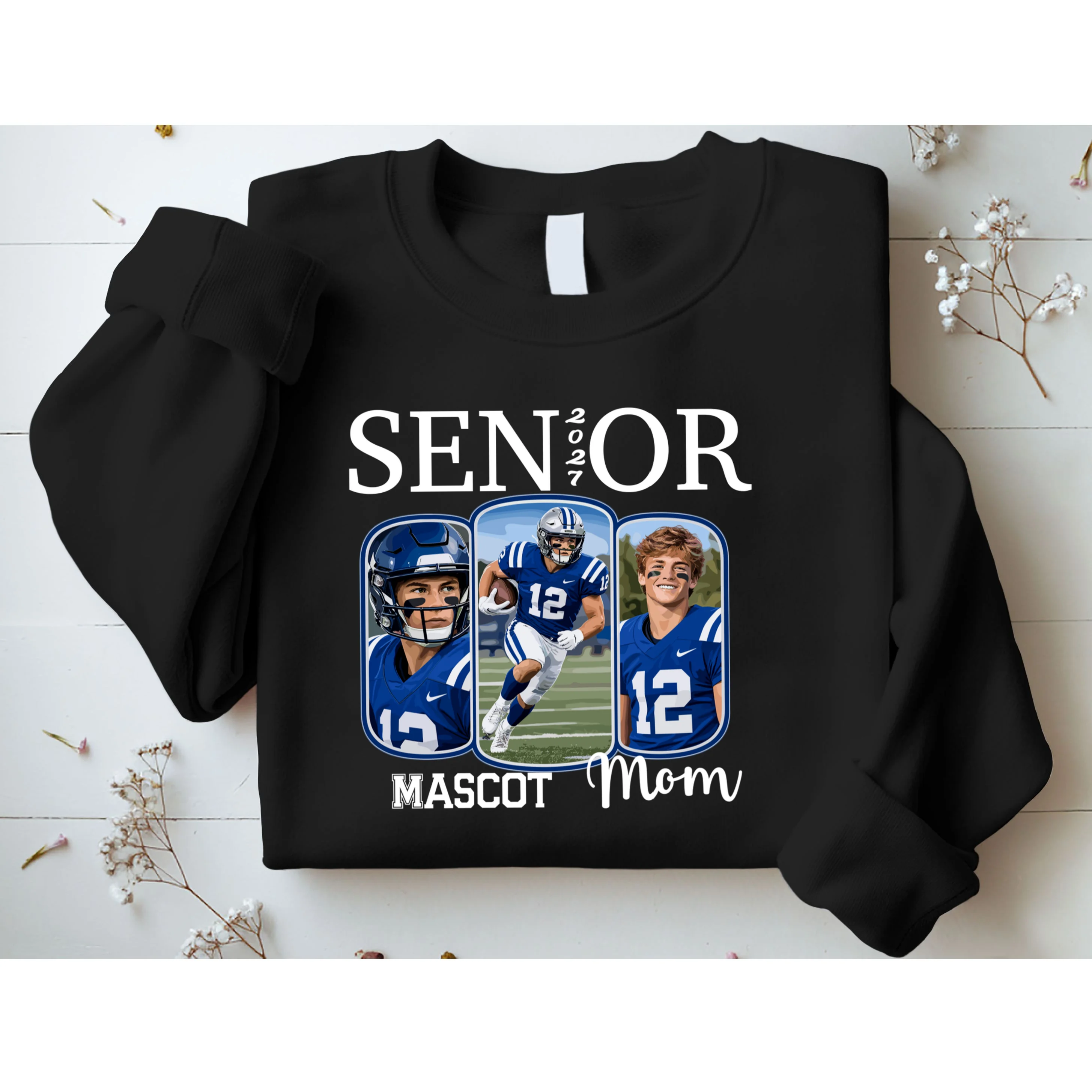 Personalized Senior Football Team Graphic - Custom Photo and Team Name Men's Sweatshirt - Front 1