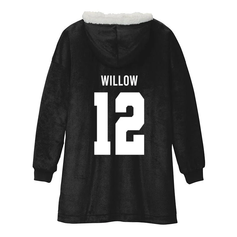 Personalized Senior Football Team Graphic - Custom Photo and Team Name Hooded Blanket - Back - Close-up