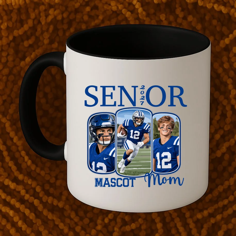 Personalized Senior Football Team Graphic - Custom Photo and Team Name Mug - Front 1