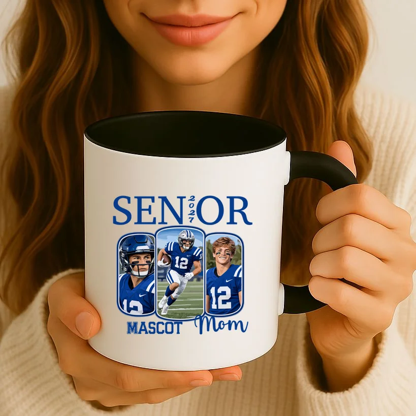 Personalized Senior Football Team Graphic - Custom Photo and Team Name Mug - Front 2