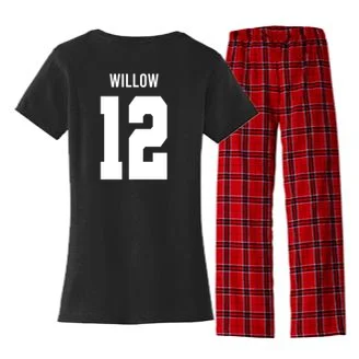 Personalized Senior Football Team Graphic - Custom Photo and Team Name Women's Flannel Pajama Set - Back - Close-up