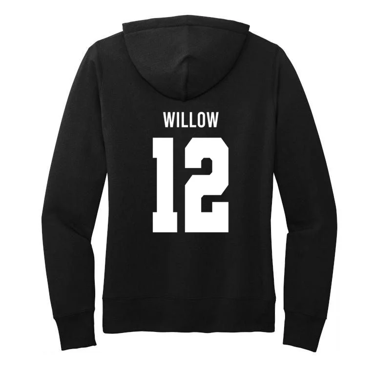 Personalized Senior Football Team Graphic - Custom Photo and Team Name Women's Pullover Hoodie - Back - Close-up