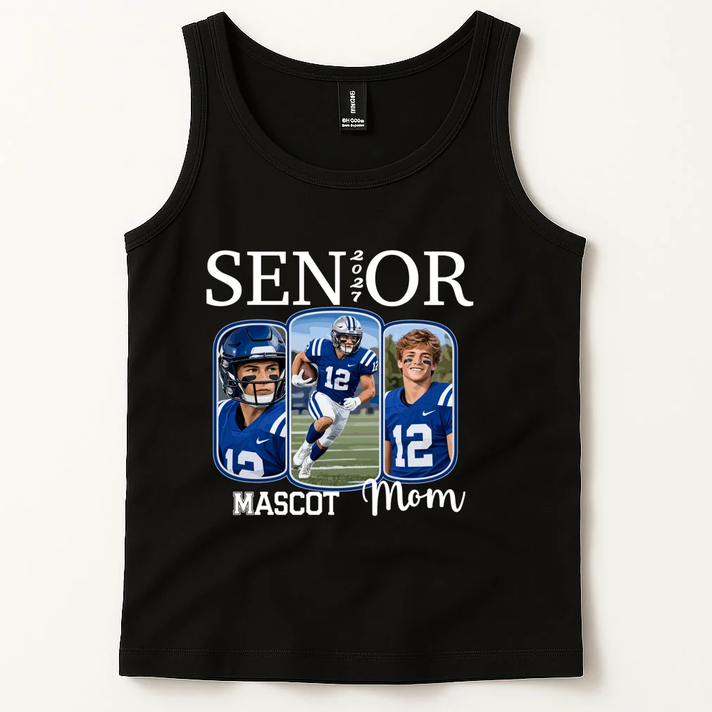 Personalized Senior Football Team Graphic - Custom Photo and Team Name Men's Tank Top - Front 1