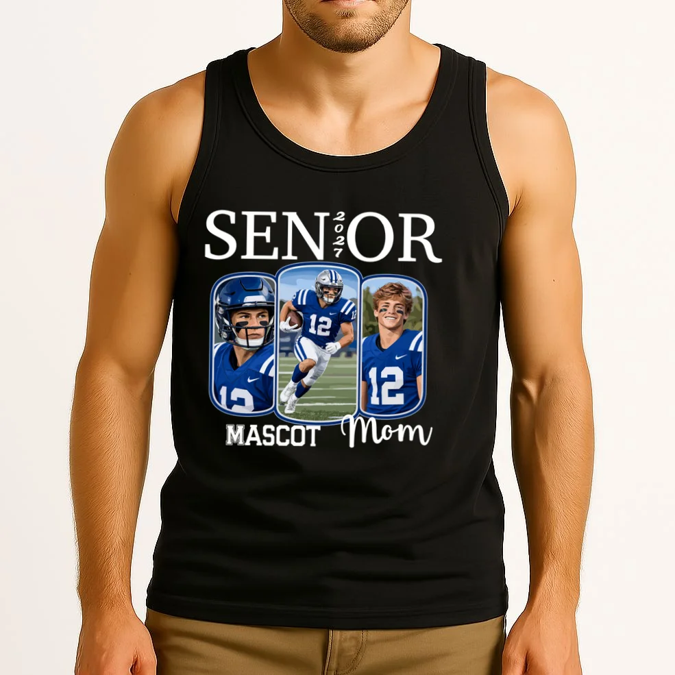 Personalized Senior Football Team Graphic - Custom Photo and Team Name Men's Tank Top - Front 2