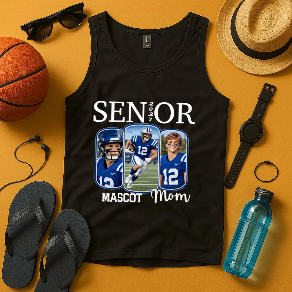 Personalized Senior Football Team Graphic - Custom Photo and Team Name Men's Tank Top - Front 3