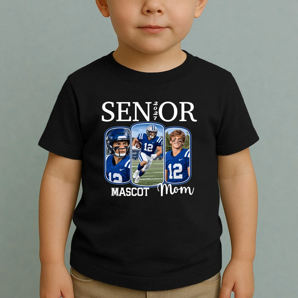 Personalized Senior Football Team Graphic - Custom Photo and Team Name Toddler T-Shirt - Front 1
