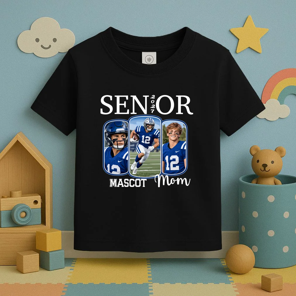Personalized Senior Football Team Graphic - Custom Photo and Team Name Toddler T-Shirt - Front 2