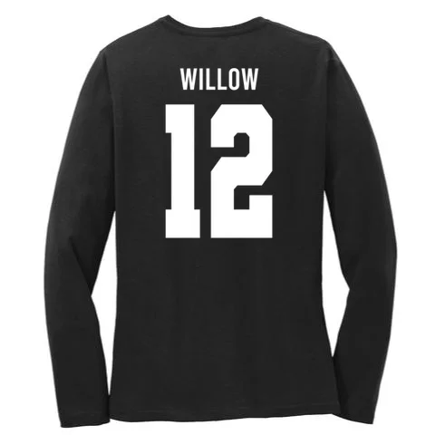 Personalized Senior Football Team Graphic - Custom Photo and Team Name Women's Long Sleeve Shirt - Back - Close-up