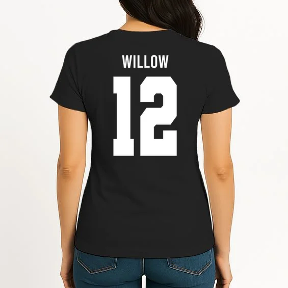 Personalized Senior Football Team Graphic - Custom Photo and Team Name Women's T-Shirt - Back