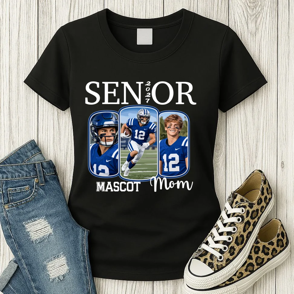 Personalized Senior Football Team Graphic - Custom Photo and Team Name Women's T-Shirt - Front 2