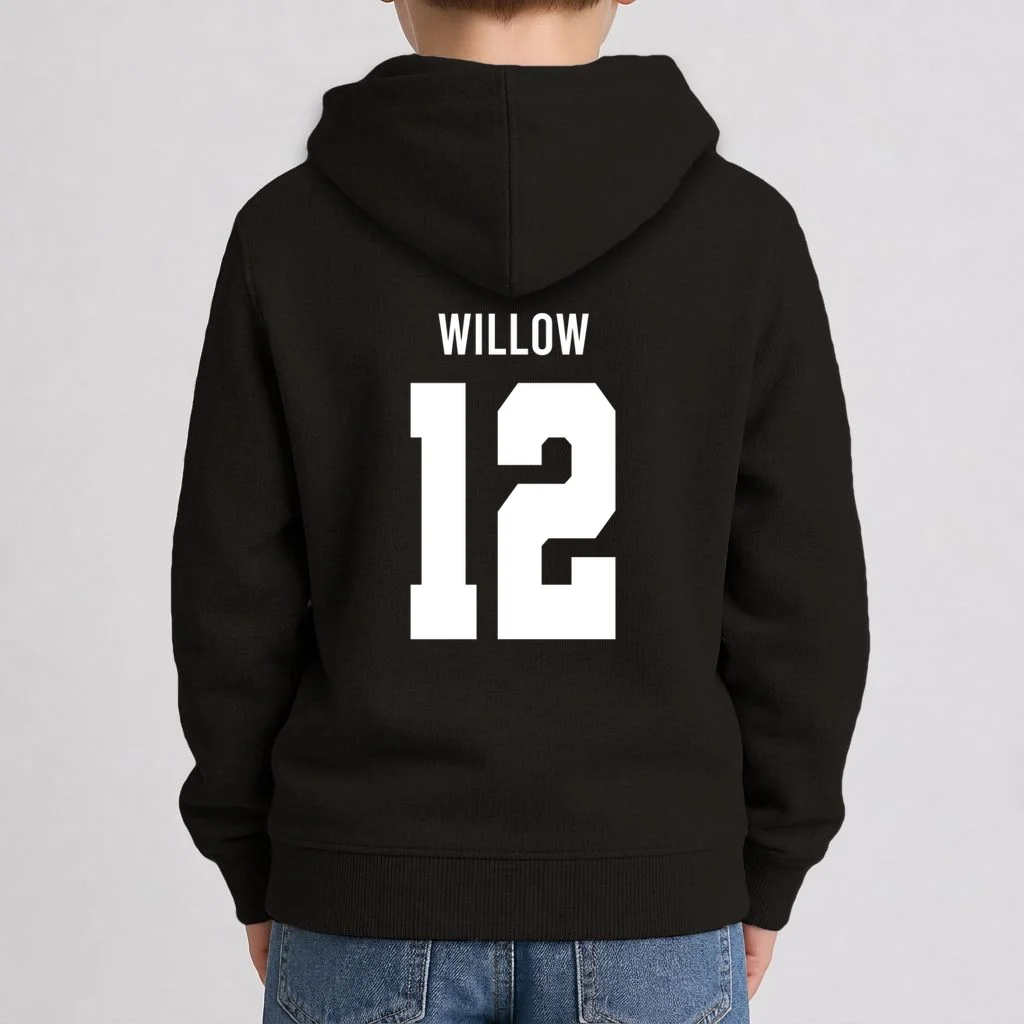 Personalized Senior Football Team Graphic - Custom Photo and Team Name Kids Hoodie - Back 1