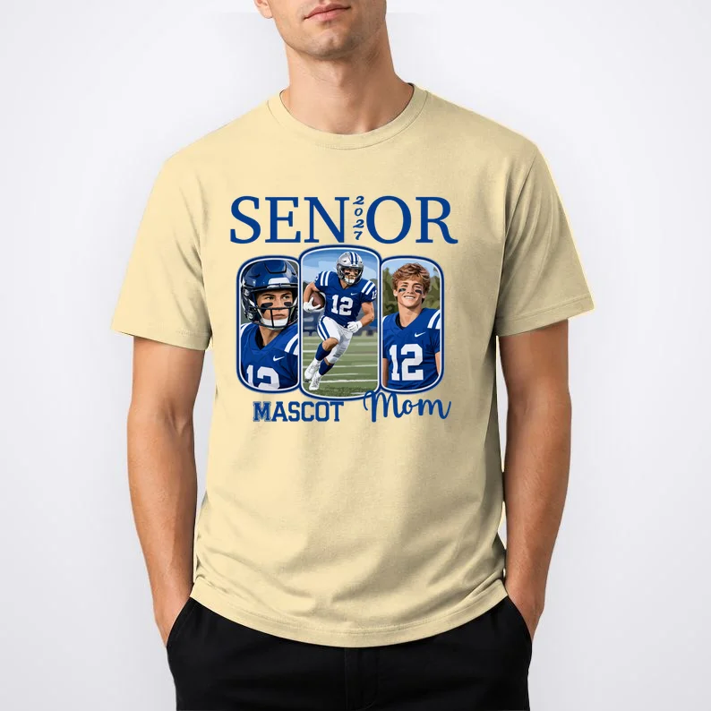 Personalized Senior Football Team Graphic - Custom Photo and Team Name Men's T-Shirt - Front 1