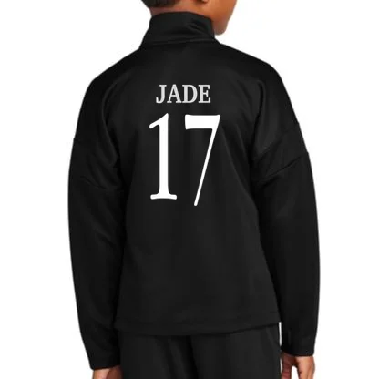 Personalized Senior Football Support Graphic – Custom Name & Number Kids Jacket - Back - Close-up