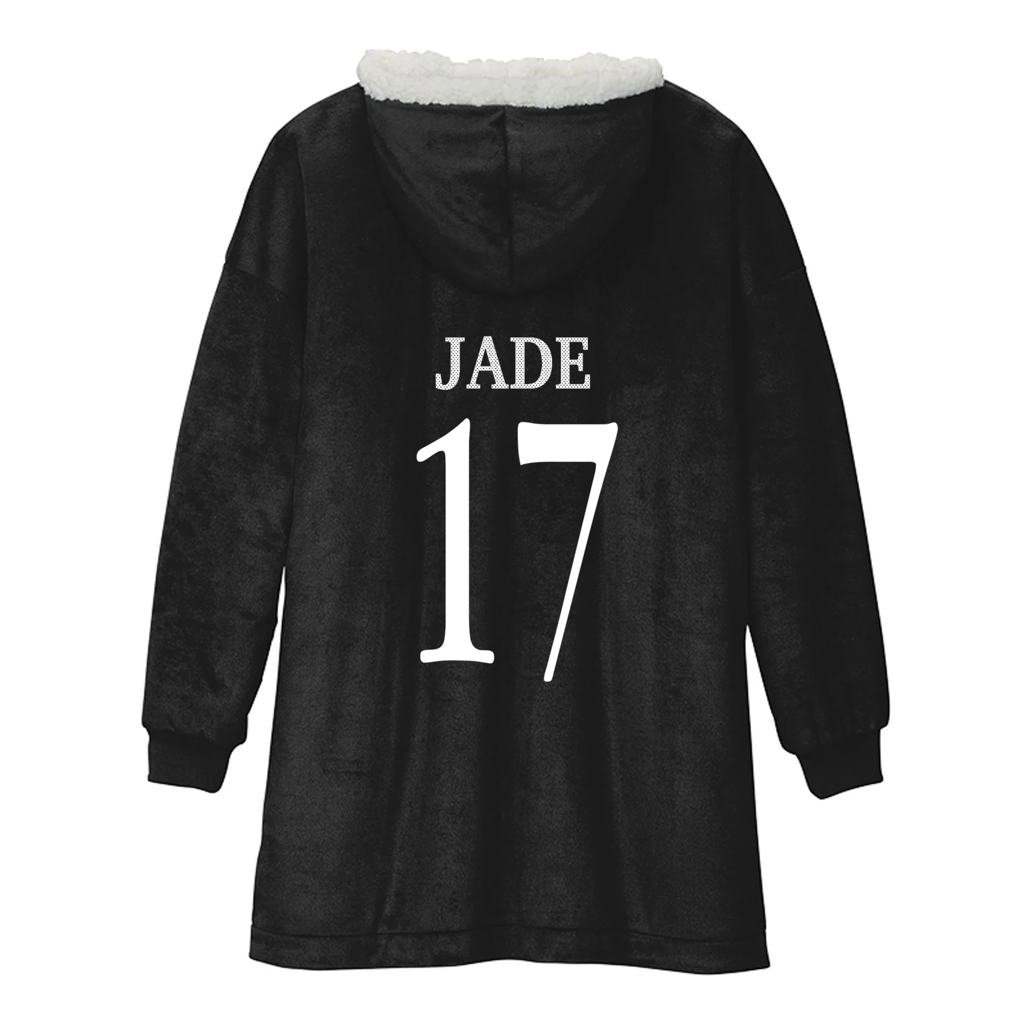 Personalized Senior Football Support Graphic – Custom Name & Number Hooded Blanket - Back