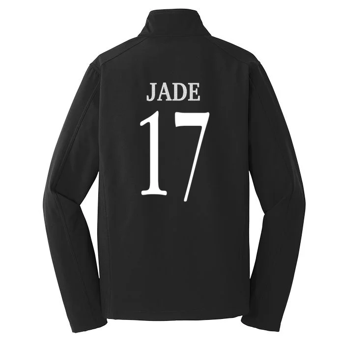 Personalized Senior Football Support Graphic – Custom Name & Number Men's Soft Jacket - Back - Close-up