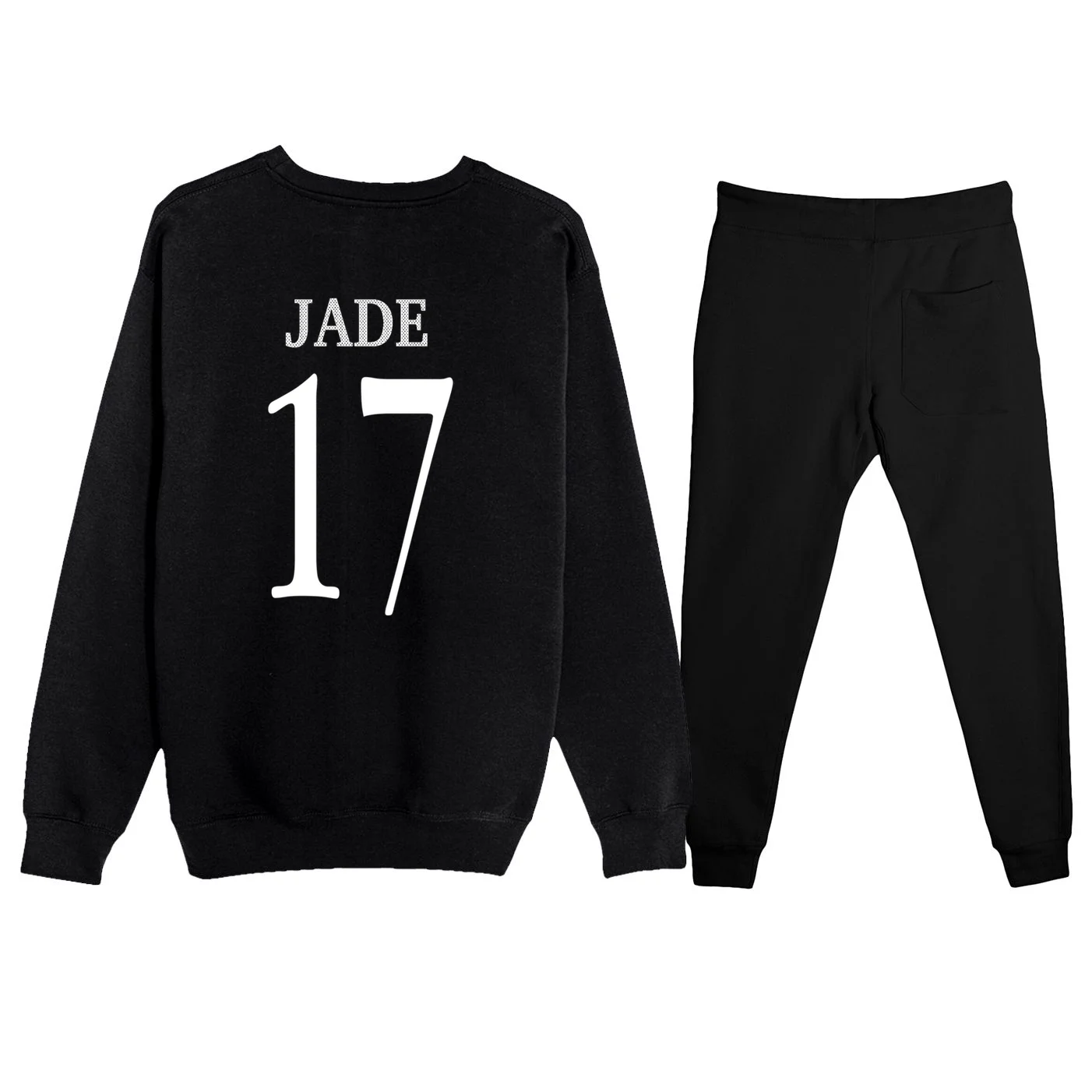 Personalized Senior Football Support Graphic – Custom Name & Number Men's Sweatsuit - Back - Close-up