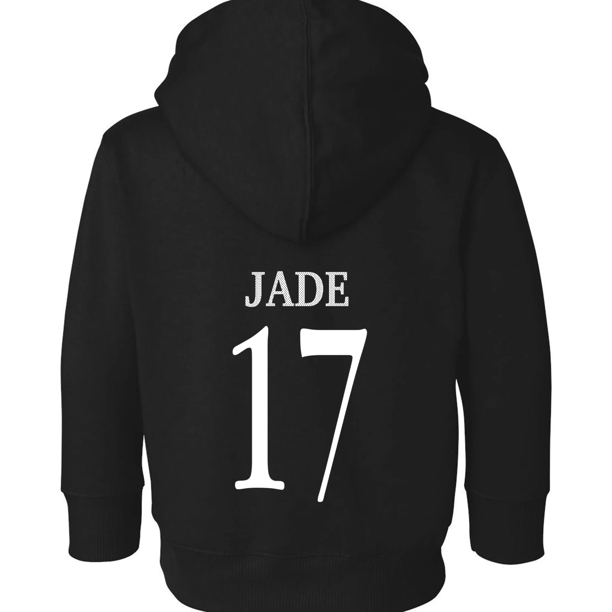Personalized Senior Football Support Graphic – Custom Name & Number Toddler Hoodie - Back - Close-up