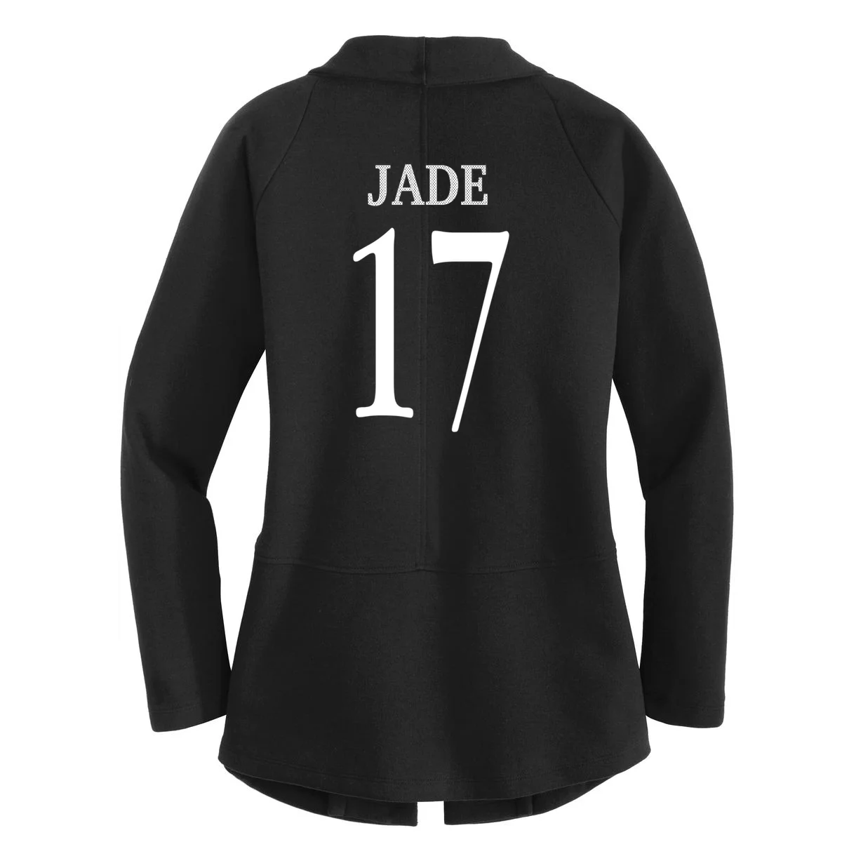 Personalized Senior Football Support Graphic – Custom Name & Number Women's Cardigan - Back - Close-up