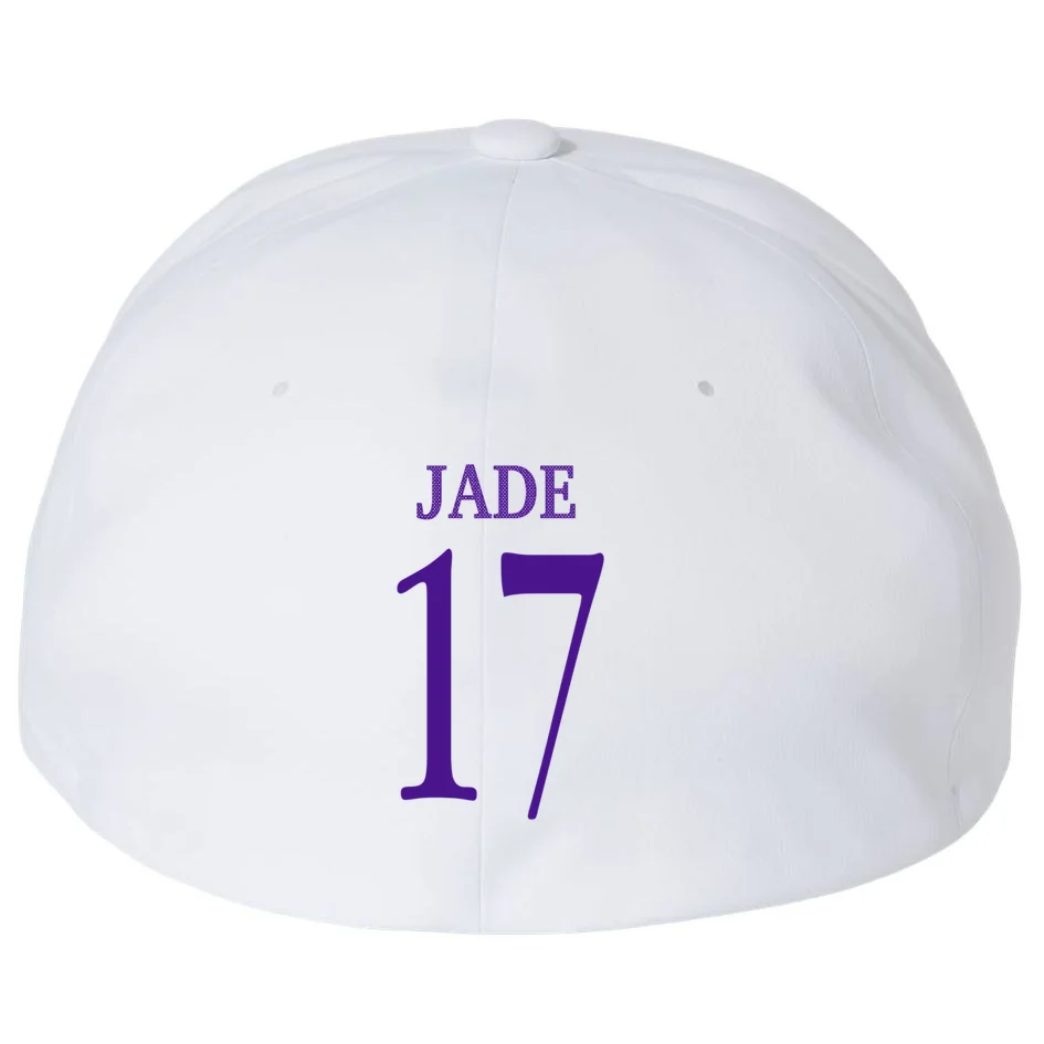 Personalized Senior Football Support Graphic – Custom Name & Number Flexfit Men's Snapback Hat - Back - Close-up