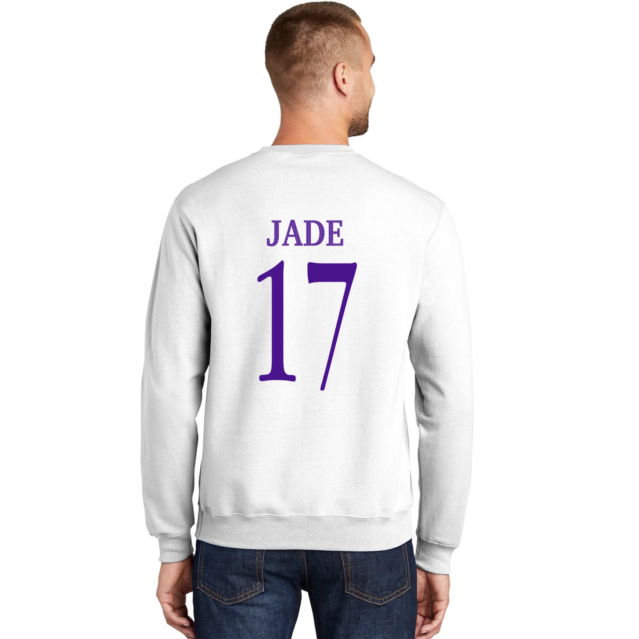 Personalized Senior Football Support Graphic – Custom Name & Number Men's Sweatshirt - Back