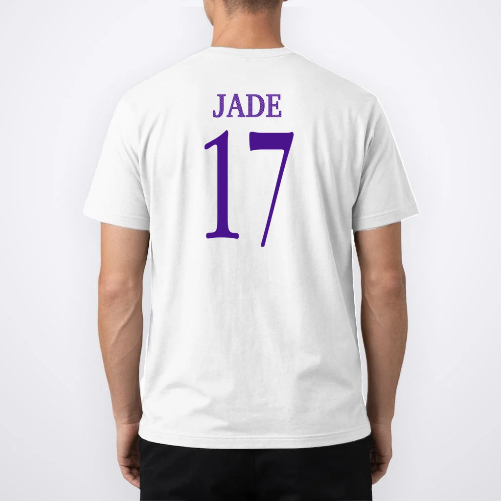 Personalized Senior Football Support Graphic – Custom Name & Number Men's T-Shirt - Back 1