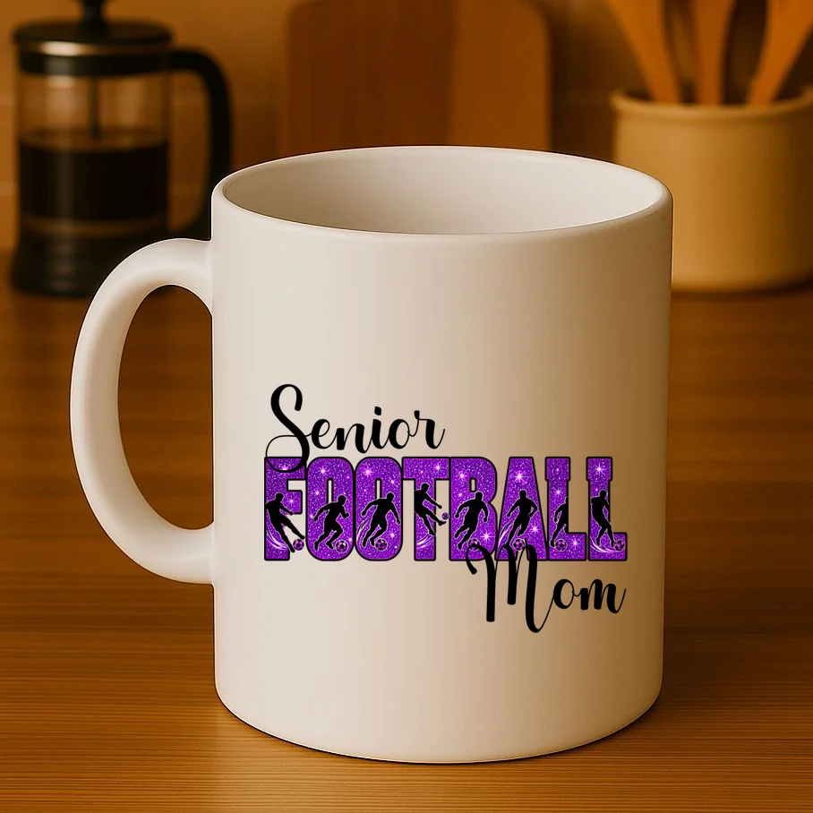 Personalized Senior Football Support Graphic – Custom Name & Number Mug - Front 3