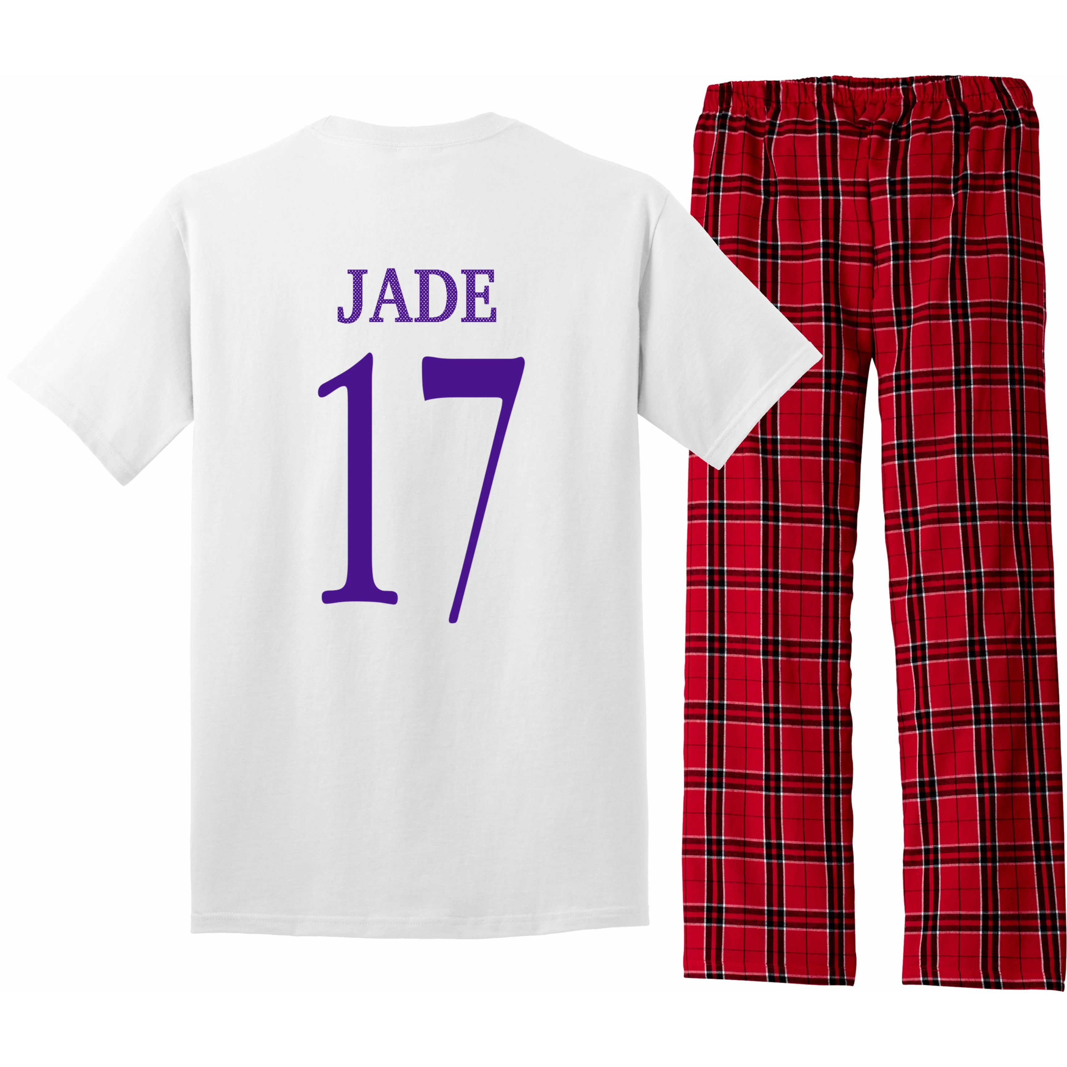 Personalized Senior Football Support Graphic – Custom Name & Number Men's Pajamas - Back - Close-up