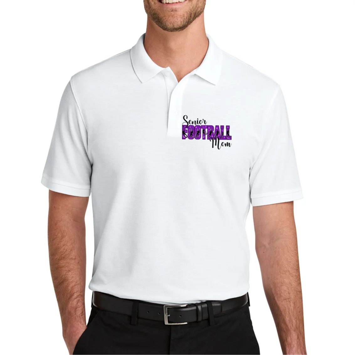 Personalized Senior Football Support Graphic – Custom Name & Number Men's Polo - Front 1