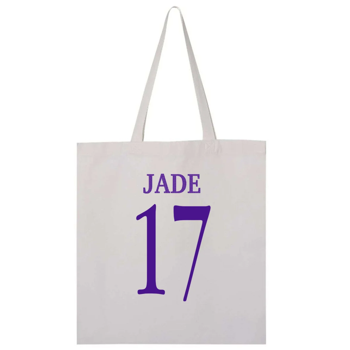 Personalized Senior Football Support Graphic – Custom Name & Number Tote Bag - Back - Close-up